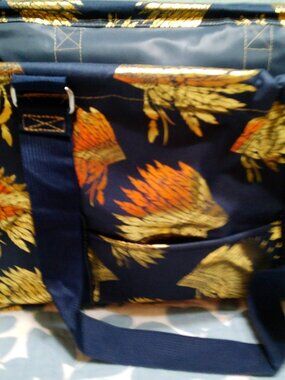 NGIL LARGE FOLDING BASKET STORAGE NWT NAVY WITH GOLD